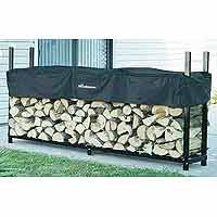 Woodhaven - 96WRC - 1/2 Cord Outdoor Fire Wood Storage Rack with Cover - Black - 96 in.