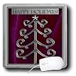 Beverly Turner Christmas Design - Chrome Tree on Red Happy Holidays - Mouse Pads