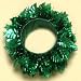 Plastic Christmas Green Tinsel Leaf Napkin Rings Set / 6