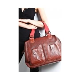 Orla Kiely - Women's Slouchy Perforated Leather Zip Holdall (Coffee)