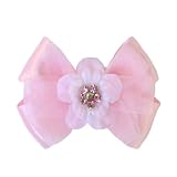 5 Petal flower with crystal on satin bow