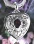 Sterling Silver Faceted Garnet Heart Poison Box Pendant