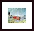 Art Poster Wood Framed Print - Argenteuil, Red Boats - Artist: Claude Monet- Poster Size: 8 X 9