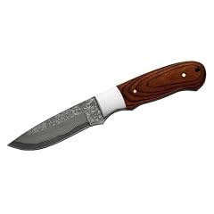 Herbertz Jagdmesser, 37 Lagen Damast, Pakkaholz, Lederscheide