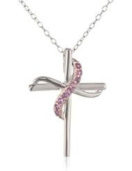 Rose Gold Plated Sterling Silver Two-Tone African Amethyst Cross Wrap Pendant Necklace, 18"