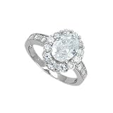 .925 Sterling Silver Promise Ring With Oval Cubic Zirconia in Cluster Setting