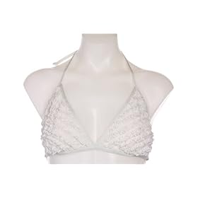 BCBG Max Azria Swimsuit Bikini Triangle Ruffle Top White