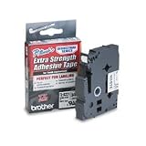 Brother 3/8 Inch x 26.2 Feet Black on White Tape with Super Strong Adhesive (TZS221)