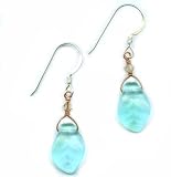 31%2BcEGRtTtL. SL160  Baerreis   Light Aqua Czech Fire Polished Leaf and Swarovski Crystal Bead Earrings  Hand Crafted Artisan Jewelry USA