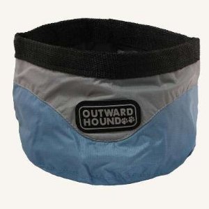 Kyjen Outward Hound Designer II Junior Port-A-Bowl, Ice Blue and Elephant, 24-Ounce