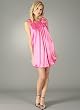 Pleated Rosette Bubble Dress for Bridesmaid Formal Prom
