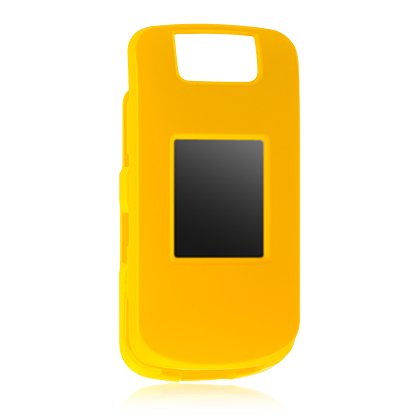 RIM Blackberry Pearl Flip 8220 Yellow Rubberize Textured Snap-On Case Cover with Removable Swivel Belt Clip