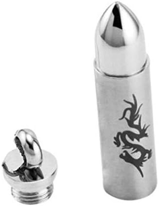 AMIST Jewelry Stainless Steel Dragon Bullet Pendant Necklace Chain Mens Silver