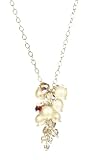 Sterling Silver Grape Cluster Drop in White Freshwater Cultured Pearls and Crystallized Swarovski Elements Crystal Beaded Necklace, 36
