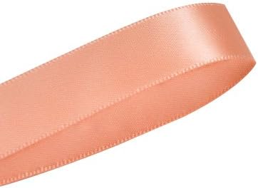 Jeson 5 Kinds of Size Double Faced Satin Ribbon Set, 5-yard Each Size, Size 1.5", 1", 5/8", 3/8", 4/4", Pack of 5 Kinds of Size (Peach)