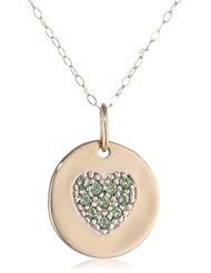 Duragold 14k Yellow Gold Swarovski Crystals Heart Disc Pendant Necklace, 18"