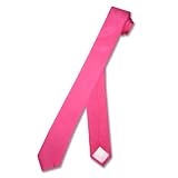 SILK Narrow NeckTie EXTRA Skinny HOT PINK FUCHSIA Thin Mens Neck Tie
