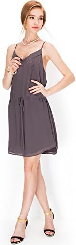 PIN TUCK  CAMI DRESS WITH WAIST TIE CHARCOAL SMALL