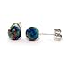 Aurora: 6mm Black Australian Opal Ball Stud Post Earrings Solid 925 Sterling Silver