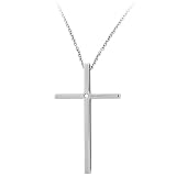 Inox Jewelry Women's 316L Stainless Steel Double Sided Cross Pendant Single cz