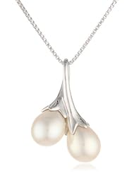 Sterling Silver Freshwater Cultured Pearl Bypass Pendant Necklace, 18"
