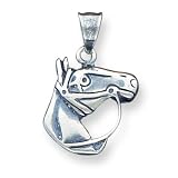 Sterling Silver Antiqued Horsehead Pendant with 20 inch Sterling Silver Chain