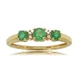 Emerald and Diamond Three Stone Ring in 14 Karat Yellow Gold