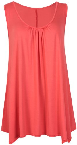 PurpleHanger Women's Scoop Neck Long Vest Tee Top Plus Size