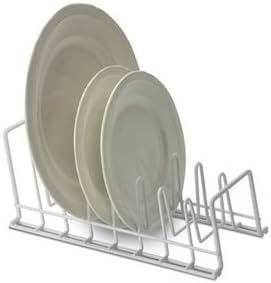 Organize It All Vinyl Coated Kitchen Wire Lid Plate Rack, 8 dividers, Great for Storing Plates, Lids, Kitchen Organization, White