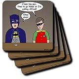 Rich Diesslins Funny General Cartoons - Super Hero Parody with Batman and Robin at the bar - Coasters