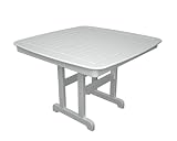 Polywood Outdoor Furniture Nautical 44 Inch Dining Table - White-Recycled Plastic Materials