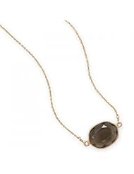 MMA Silver - 16 inch+2 inch 14 Karat Gold Plated Smoky Quartz Necklace