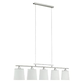 Eglo  84036A Cello,, Nickel Frosted/Opal, 5-Light Pendant Light Fixture
