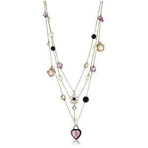Betsey Johnson Valentine's Day Heart Glitter Heart and Key Illusion Necklace