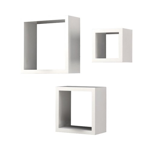 Ambientehome 56073 Deko-Regal-Set Cube bestehend aus 3 Cubes 23 x 23 x 10 cm, wei&szlig;-hochglanz