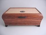 Handmade wooden jewelry box - bubinga wood with legs Mikutowski Woodworking
