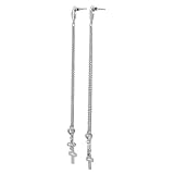 Sterling Silver Dangling Heart and Cross Earrings