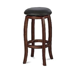Click here to buy Vintage Oak Finish Nail Head Swivel 29 Bar Stool Wood by Acme Furniture.