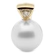 18K Yellow Gold Paspaley South Sea Cultured Fine Round Pearl and Diamond Pendant - 14.00mm