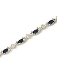 14K White Gold Oval Sapphire Bracelet