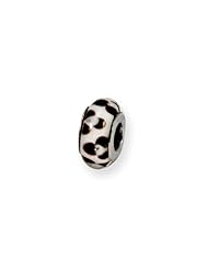 Brown Floral, Glass Charm for 3mm Charm Bracelets