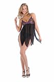3 PC. Fairy cut babydoll with orchids embroidery, satin bow img