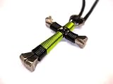 Sport - Lime & Black Horseshoe Nail Cross Necklace