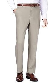 Summer Weight Linen Blend Flat Front Trousers