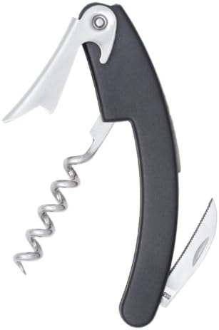 Curved Nickel Plated Corkscrew With Black Plastic Handle