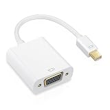 Teswell Mini Displayport (Thunderbolt) to VGA Adapter Converter for Apple MacBook Air/Pro/iMac Surface Book Surface Pro 3/4 ThinkPad X1 - White