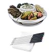 Oster Divided Serving Platter with Center Warming Pot, White