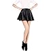 Leatherette Short Skirt for Women Winter High Waist Flare Skirt