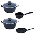 NEW TRUESHOPPING 4 PIECE LIGHTWEIGHT NON STICK POTS & PAN SET