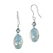 Sterling Silver Multi-Blue Hand Blown Glass Oval Bead and Crystal French Wire Earrings